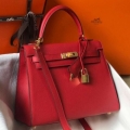 Hermes Red Epsom Kelly 25cm Sellier Handmade Bag