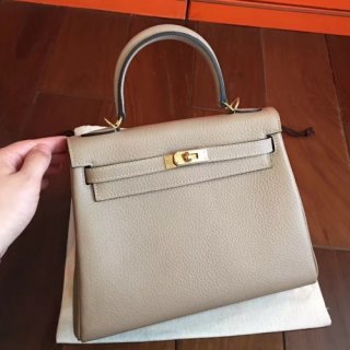 Hermes Grey Clemence Kelly 25cm Retourne Handmade Bag