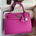 Hermes Kelly Sellier 25 Handmade Bag In Magnolia Epsom Calfskin