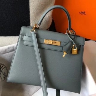 Hermes Kelly 28cm Sellier Bag In Vert Amande Epsom Leather