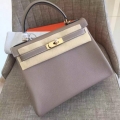 Hermes Grey Clemence Kelly Retourne 28cm Handmade Bag