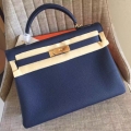 Hermes Sapphire Clemence Kelly Retourne 28cm Handmade Bag