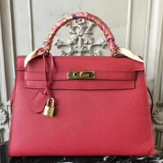 Hermes Red Epsom Kelly 32cm Sellier Bag