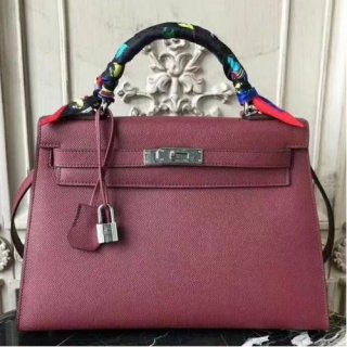 Hermes Bordeaux Epsom Kelly 32cm Sellier Bag