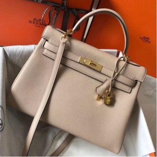 Hermes Kelly 32cm Bag In Trench Clemence Leather GHW