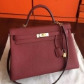 Hermes Bordeaux Clemence Kelly 35cm Handmade Bag