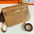 Hermes Kelly Depeches 25 Pouch in Sesame Epsom Calfskin