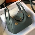 Hermes Mini Lindy Bag In Vert Amande Clemence Leather