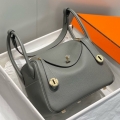 Hermes Lindy 26cm Bag In Gris Meyer Clemence Leather