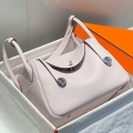 Hermes Lindy 30cm Bag In Mauve Pale Clemence Leather