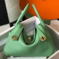 Hermes Vert Criquet Clemence Lindy 30cm Bag with GHW