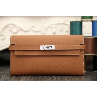 Hermes Kelly Longue Wallet In Brown Epsom Leather