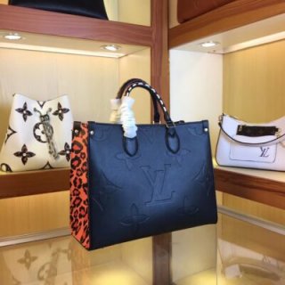 Replica Louis Vuitton Leopard-Print Sides Onthego Black/Brown