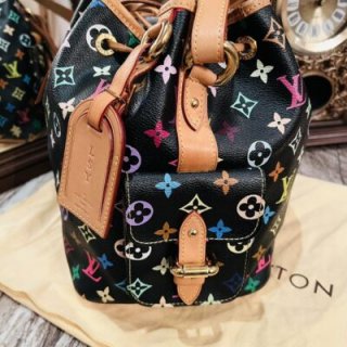 Replica Louis Vuitton Monogram Multi Color Black Petit Noe Bag M42230