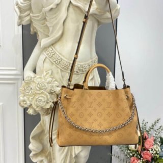 Replica Louis Vuitton Mahina Calf Leather Bella Tote M59655 Arizona Brown