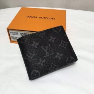 Replica Louis Vuitton Monogram Eclipse Canvas Slender Wallet Black M62294