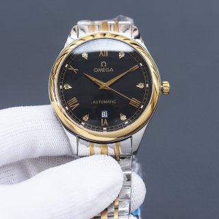 Replica OMEGA Women's Watches 1165 Gold Frame-Black Dial