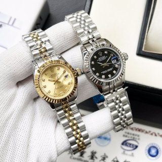 Replica Rolex Watches 1220 Silver-Gold Strap with Gold Frame-Gold Dial