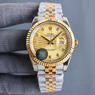 Replica Rolex Watches 1228 Silver-Gold Frame with light Golden Yellow