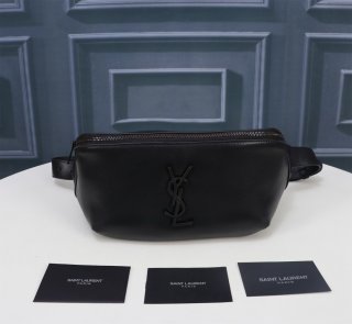 CLASSIC black leather fanny pack & chest pack logo style 569737